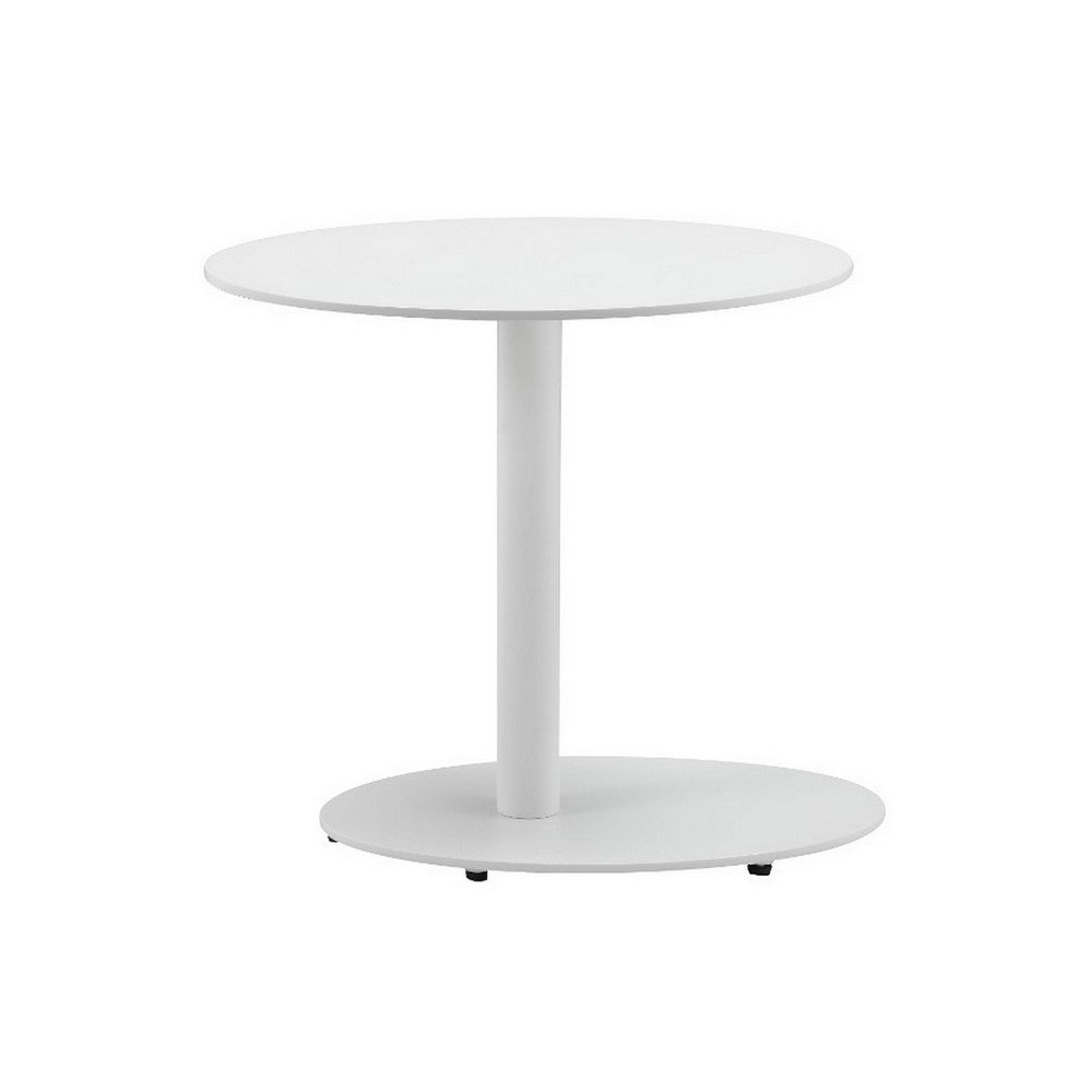 Outdoor Side Table | Metal | Oval Top & Base | White