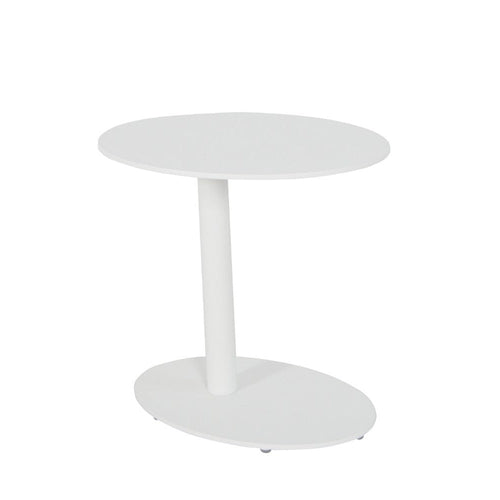 Outdoor Side Table | Metal | Oval Top & Base | White