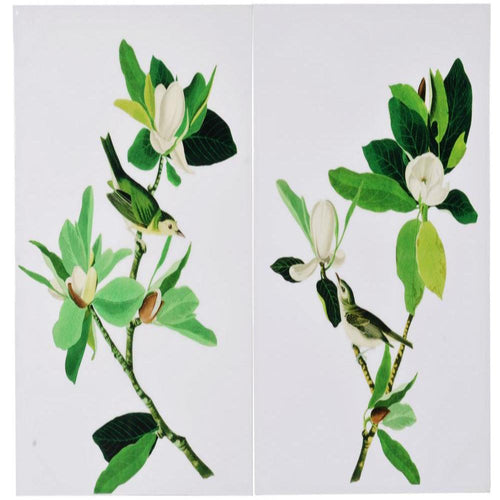 Wall Art | Magnolia Blooms | Wood Base | Set of 2 | Multicolor