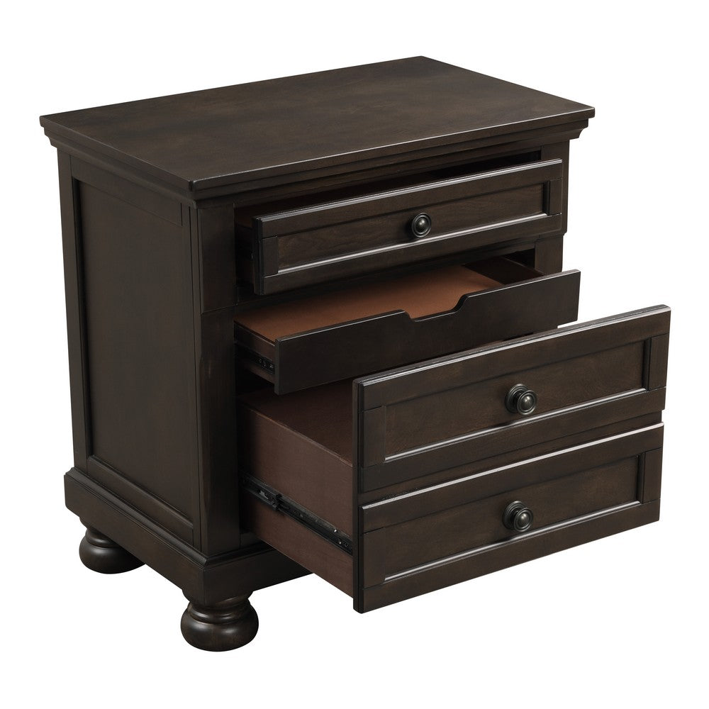 Nightstand Chest | Mid-Century | Hidden Drawer | Dark Brown