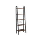Five Tiered Rustic Wooden Ladder Shelf with Iron Framework, Brown and Black - BM195846 By Casagear Home