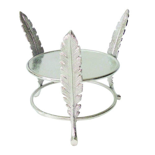 Candle Holder | Aluminum | 3 Leaf Pillars Surround | Silver