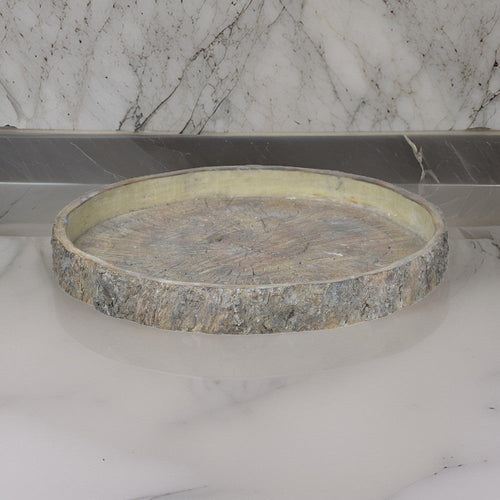 Log Plate | Cement | Distressed Finish | Gray