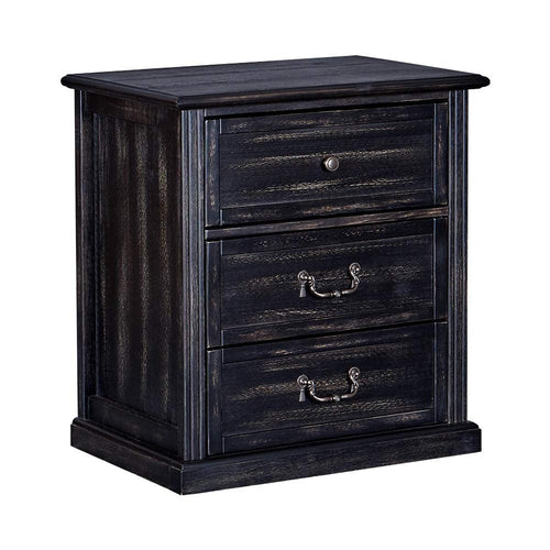 Transitional Style Wooden Dresser with Three Spacious Drawers, Black