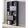 Wooden Bookcase with 4 Doors and 6 Shelves, Black and Distressed Gray by Casagear Home