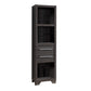 Wooden Media Tower with 2 Drawers and 3 Shelves, Distressed Gray by Casagear Home