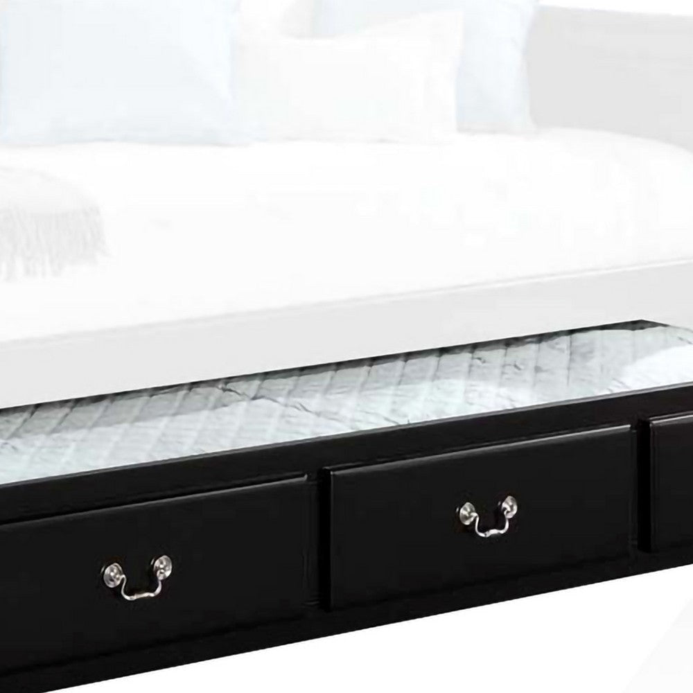 Wooden Twin Size Trundle Bed with Caster Wheels Black BM204336