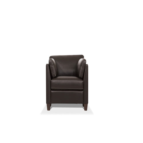 Leatherette Chair with Sloped Armrests and Tapered Legs, Dark Brown