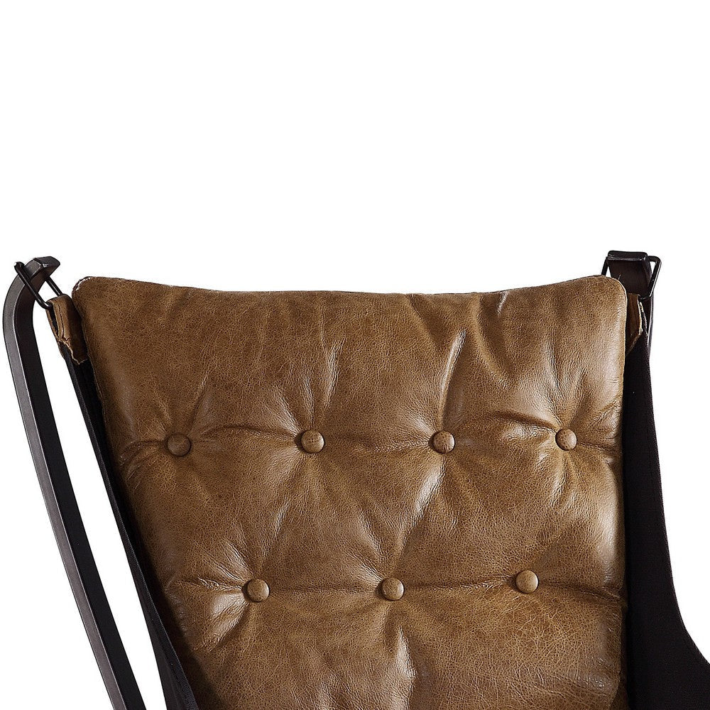 Faux Leather Upholstered Metal Frame Accent Chair with Star Base,Brown BM204524