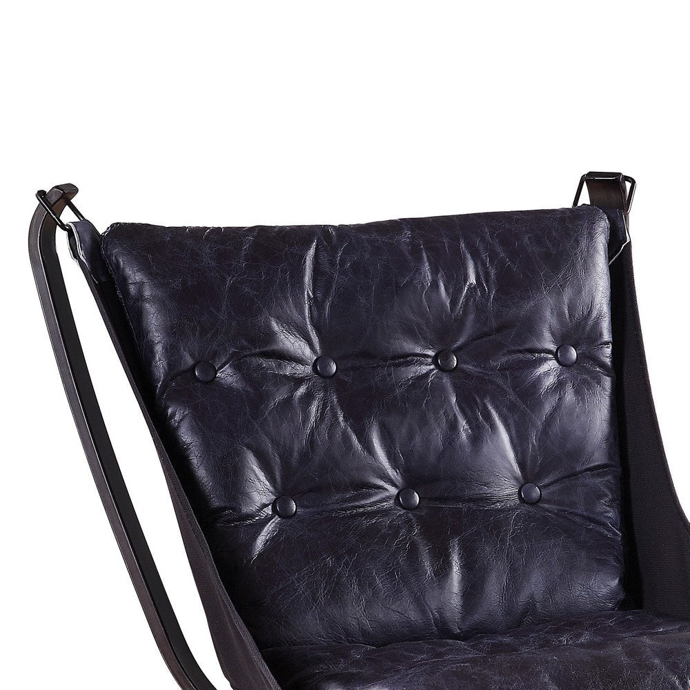 Star Base Metal Accent Chair with Faux Leather Seating Blue and Brown BM204525