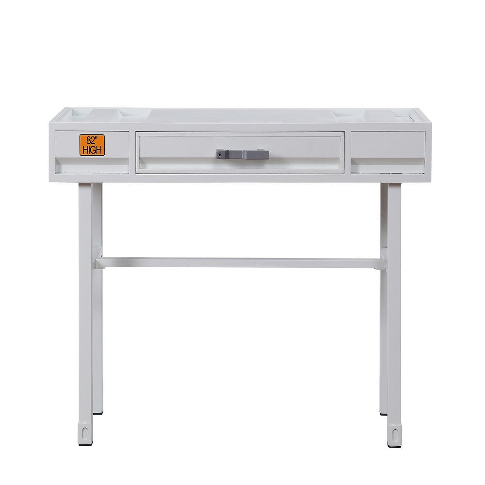 Industrial Style Metal and Wood 1 Drawer Vanity Desk White