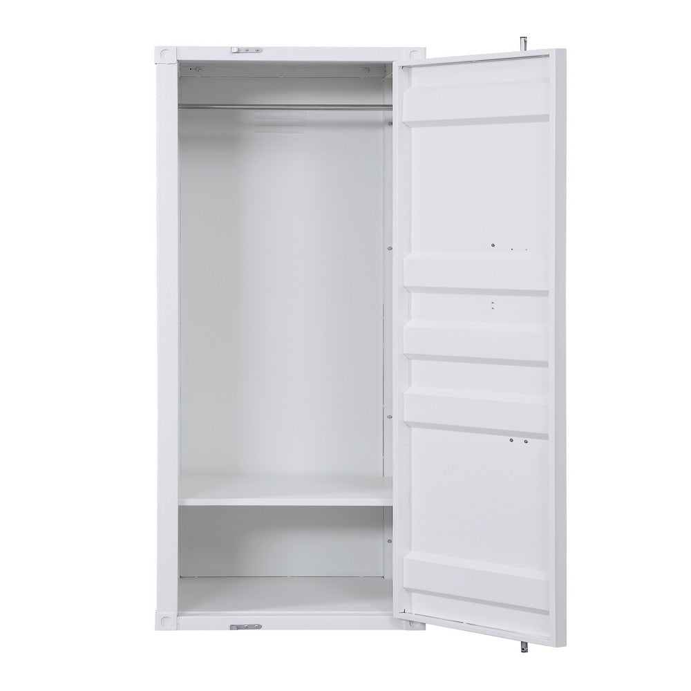 Industrial Style Metal Wardrobe with Recessed Door Front White BM204610