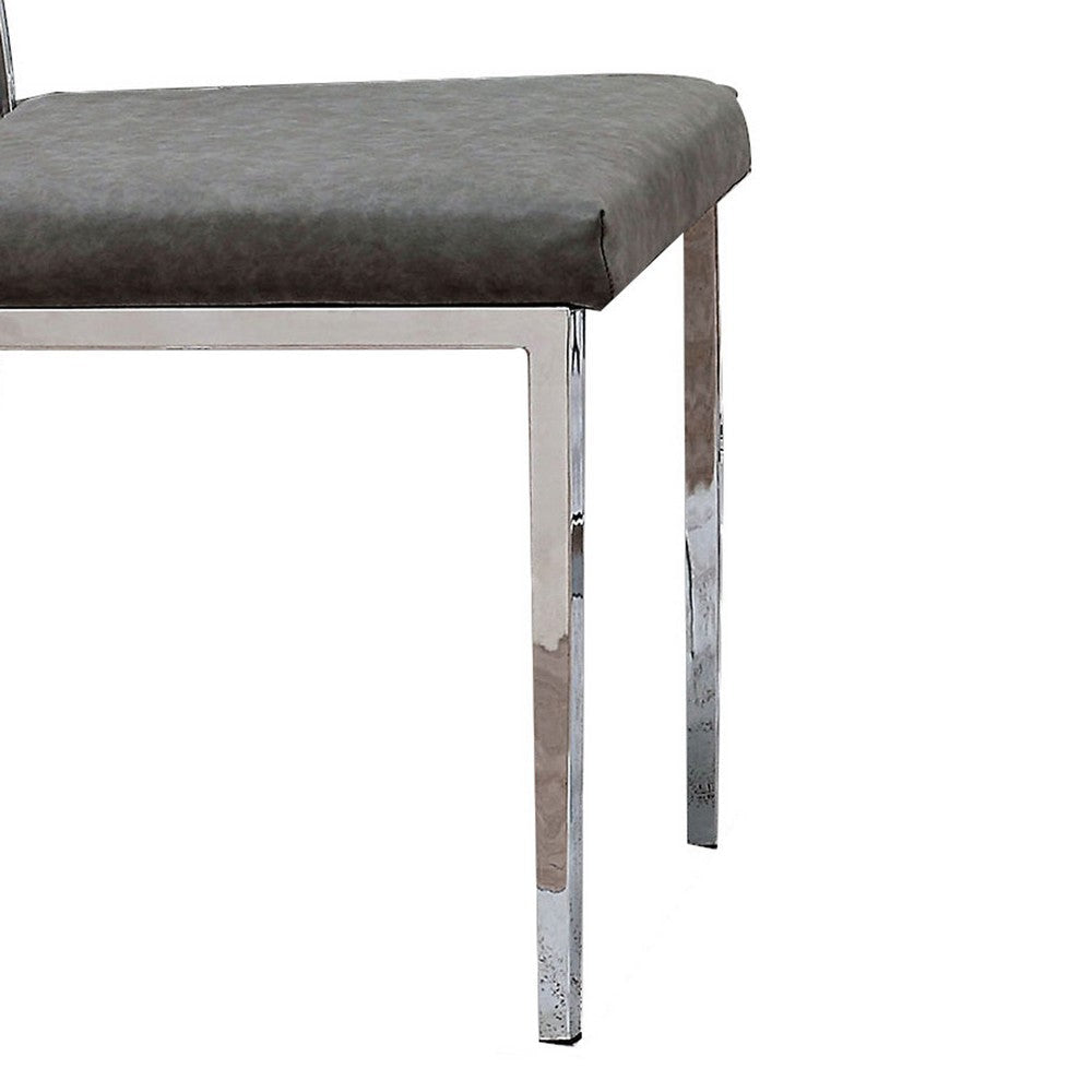 Metal Dining Side Chair with Acrylic Backing Set of 2,Gray and Silver BM204885