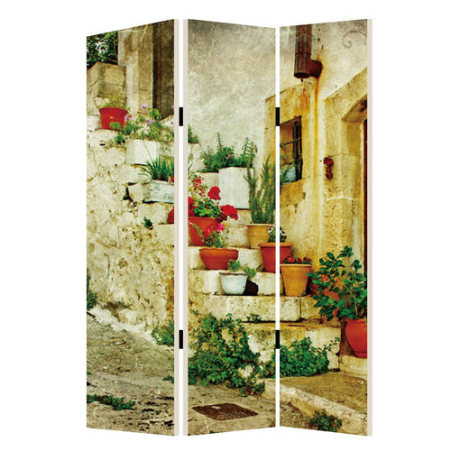 Foldable 3 Panel Canvas Screen with Spanish Tidings Print, Multicolor