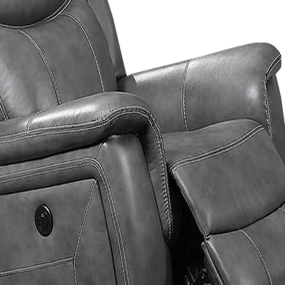 Leatherette Glider Recliner Chair with Stitched Details Gray BM205426