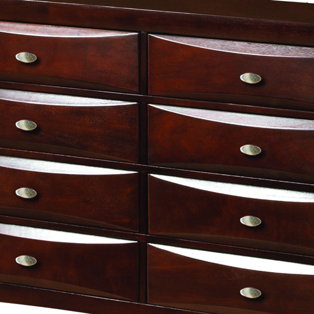 Transitional Wooden Dresser with 8 Spacious Beveled Drawers Brown BM205570