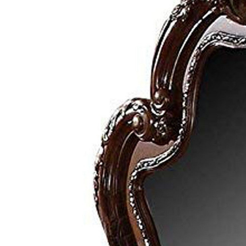 Traditional Wooden Mirror with Oversized Polyresin Scrollwork Brown BM205613