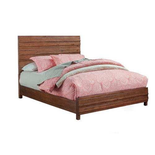 Transitional Style Full Size Bed with Panel Design, Brown