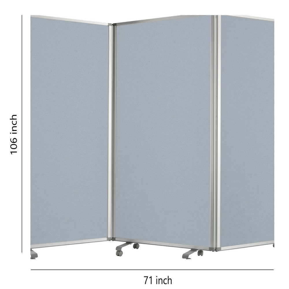Accordion Style Fabric Upholstered 3 Panel Room Divider Gray BM205793