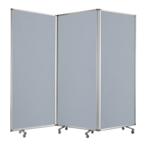 Accordion Style Fabric Upholstered 3 Panel Room Divider, Gray
