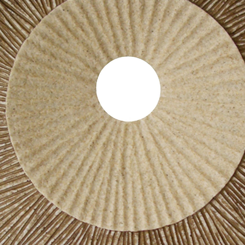 Round and Ribbed Double Layer Sandstone Wall Art, Large, Brown and Beige