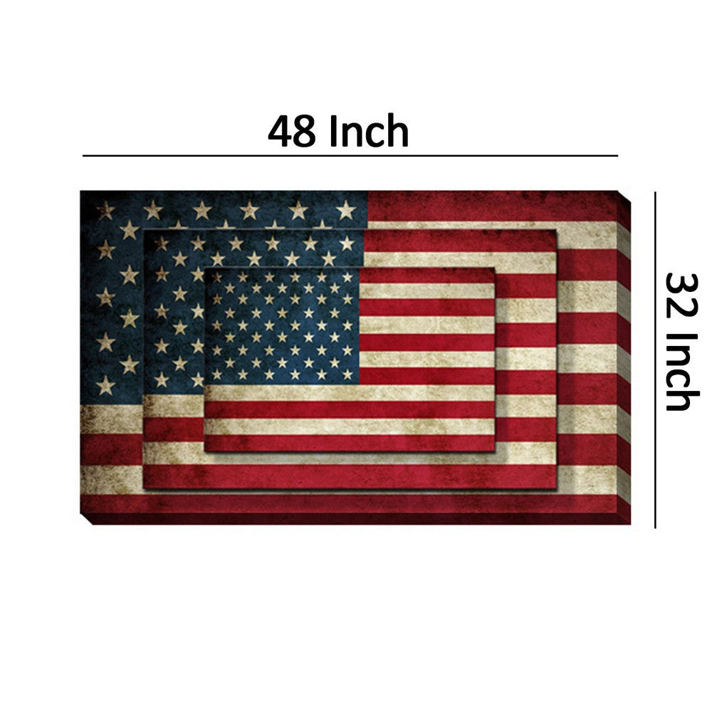 Rectangle 3 Tier Stacked Wall Art with US Flag Print Multicolor BM205846
