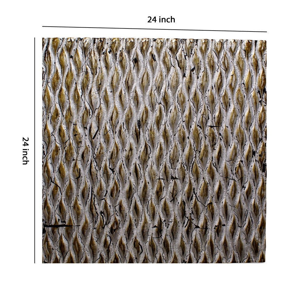 Modern Style Wooden Wall Decor with Patterned Carving Large Silver BM205907