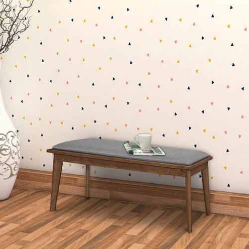 Bench | Fabric Upholstered | Wood | Chamfered Legs | Gray & Brown