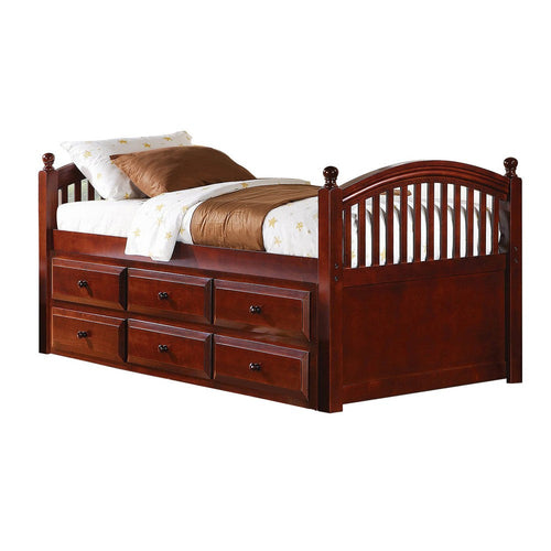 Wooden Twin Size Daybed with Trundle and Three Spacious Drawers, Brown