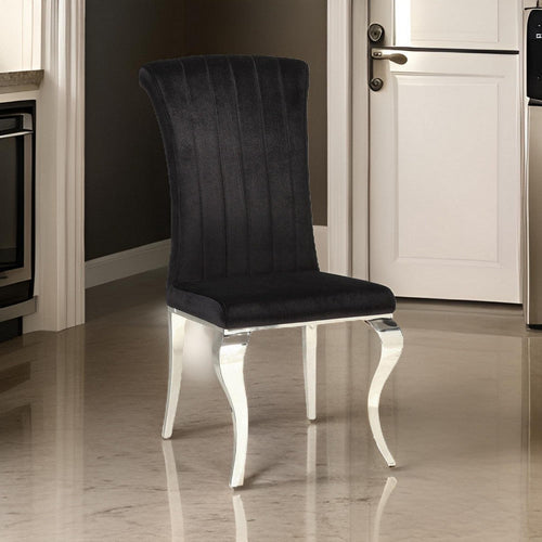 Dining Chair | Metal | Cabriole Front Legs | Set of 4 | Black & Chrome