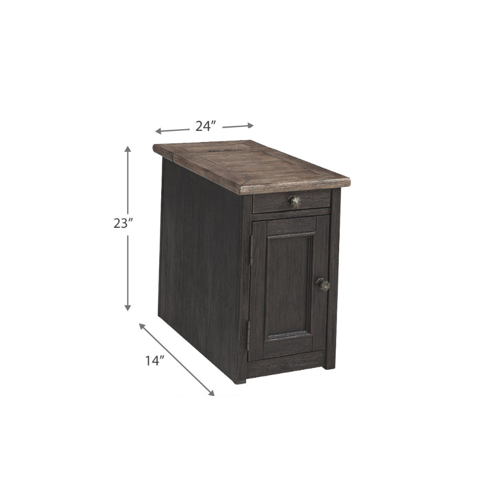 1 Door Cabinet End Table with 2 USB Ports Brown By Casagear Home BM207217