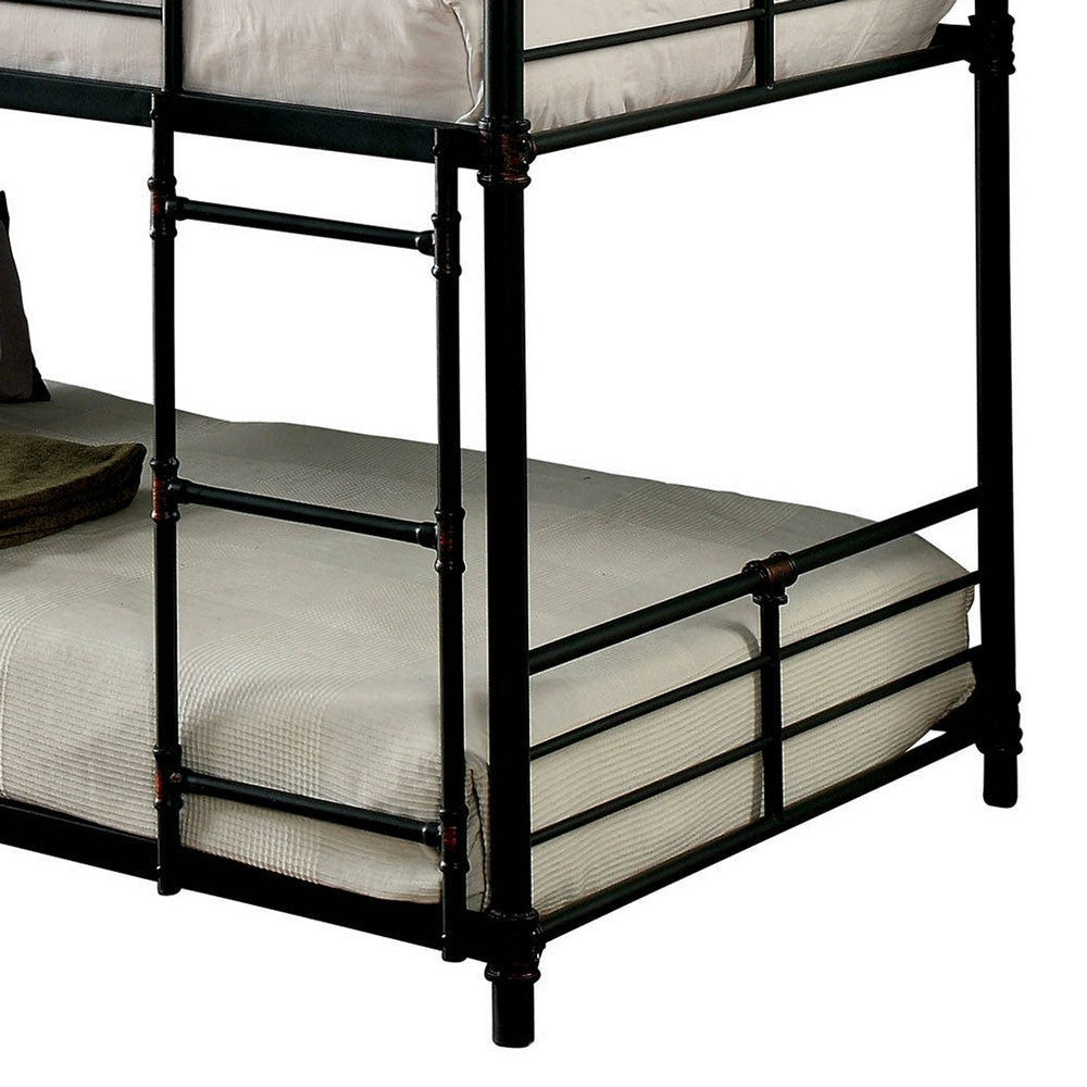 Industrial Style Full Triple Decker Bunk Bed with Ladder Gray BM207363