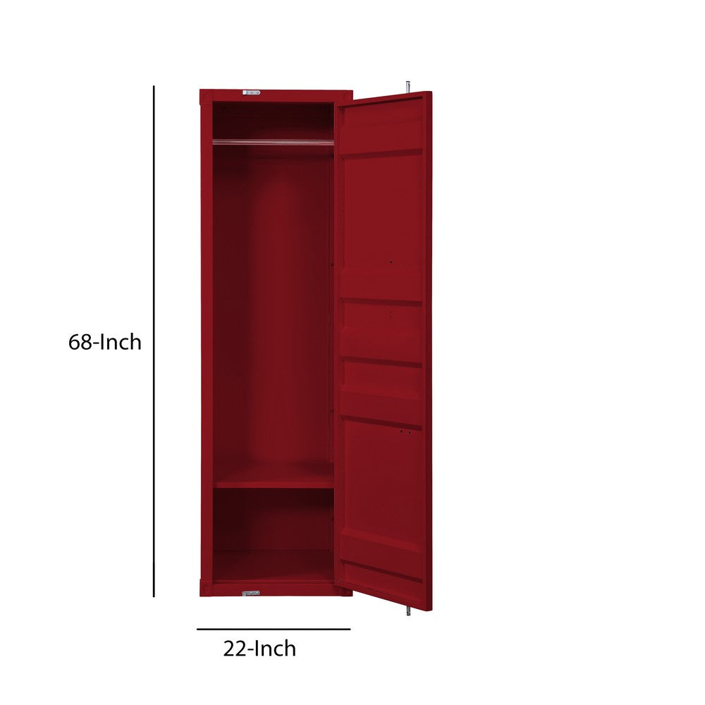 Wardrobe | Single Door | Double Storage | Cremone Bolt | Red