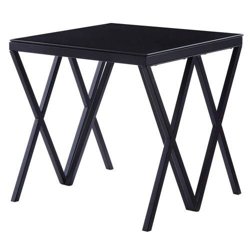 Contemporary Style Metal End Table with Geometric Base, Black