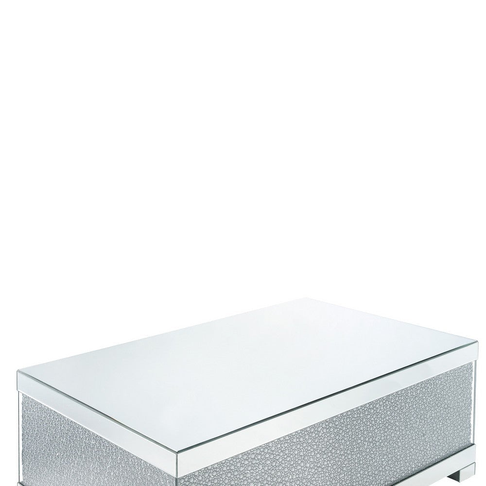 Rectangular Wooden Coffee Table with Faux Crystal Inlays Silver BM207521