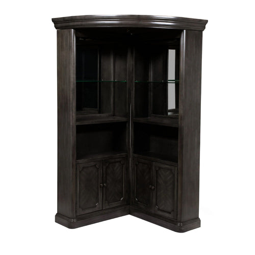 Wood Bar Cabinet | Glass Shelves | Brown