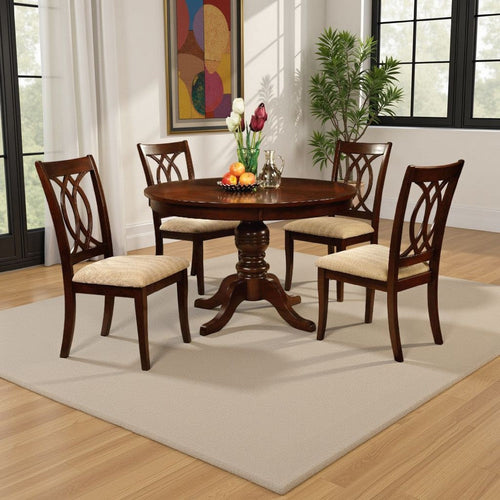Dining Table | Round Wood Top | Pedestal Base | Brown