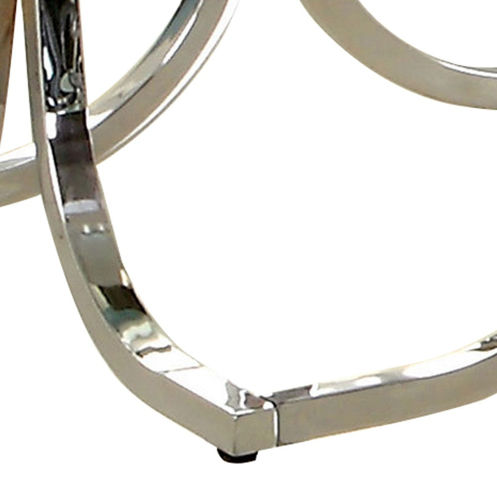 Modern End Table with Glass Top and Curved Chrome Legs Silver and Clear BM208009