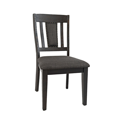 Chair with Fabric Padded Seat and Slatted Backrest Set of 2 Gray BM208502