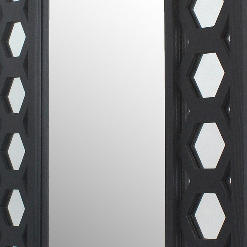 Dressing Mirror | Rectangular | Lattice Pattern Frame | 30 x 40 | Black