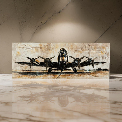 Wall Art | Gallery Wrapped Canvas | Airplane Print | Brown & Black