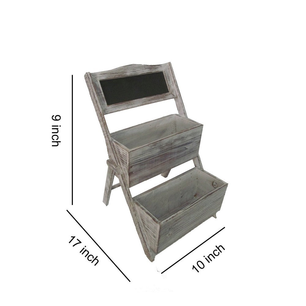 Transitional Style Wooden 2 Tier Garden Shelf with White Wash Finish Brown BM210381