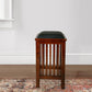 24" Slatted Design Barstool with Leatherette Seat, Oak Brown By Casagear Home