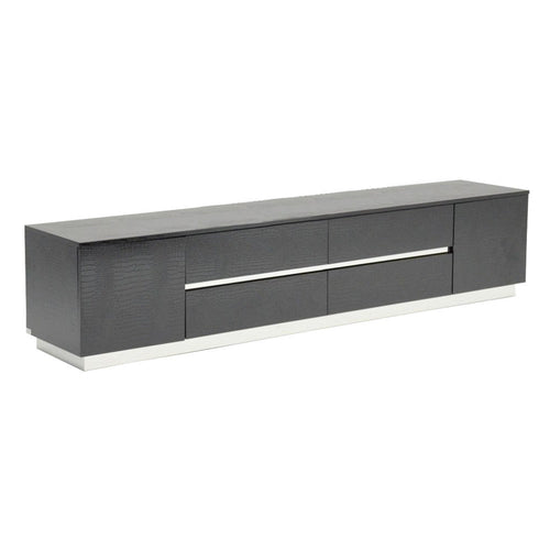 TV Stand | 4 Drawers | 2 Doors | Floating Plinth Base | Black
