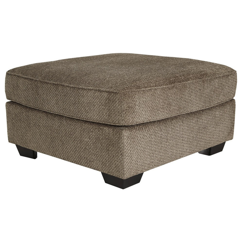 37" Upholstered Square Dual Layer Oversized Ottoman, Brown By Casagear Home