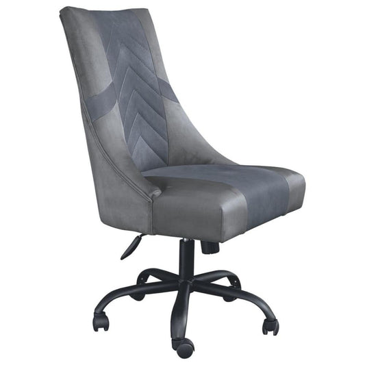 Upholstered Swivel Gaming Chair with Casters, Gray and Black By Casagear Home