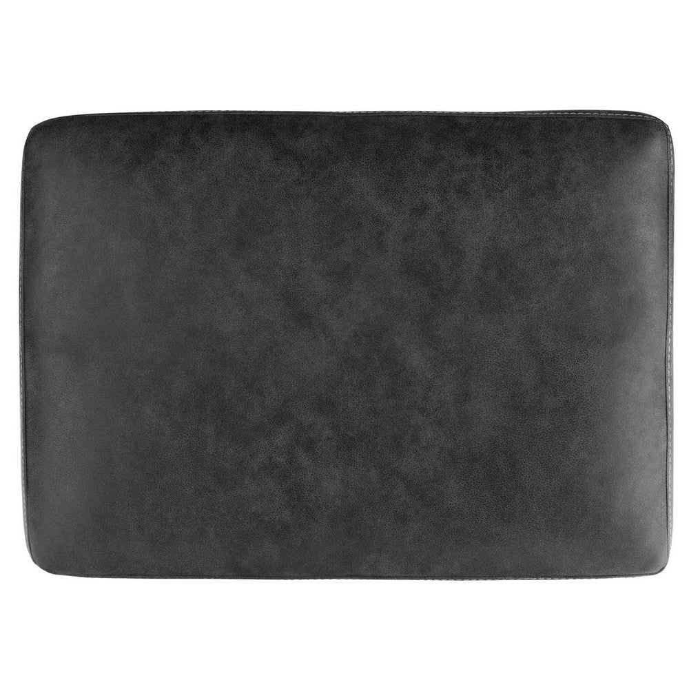 33" Upholstered Dual Layer Ottoman with Stitching, Gray By Casagear Home