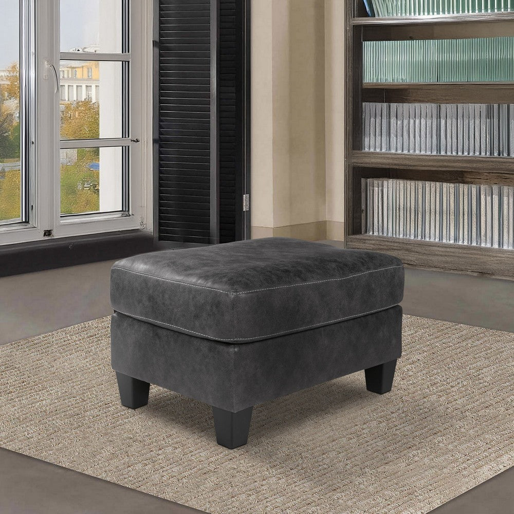 33" Upholstered Dual Layer Ottoman with Stitching, Gray By Casagear Home