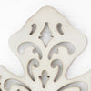 Cross Shaped Wooden Candle Holder with Scrolled Engravings, White By Casagear Home