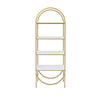 78" 4 Tier Arc Shape Wood and Metal Bookshelf, White and Gold By Casagear Home